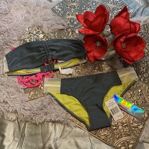 🌹RAY • New • 2Piece Very Sexy Gray Yellow & White Bikini Set - Citrus